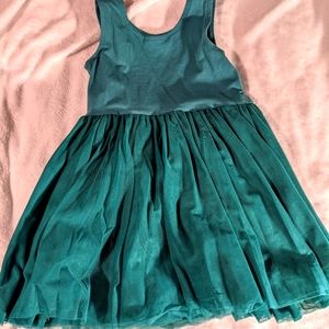 Hanna Andersson Green Tulle sleeveless Dress Sz 6-7